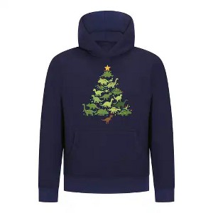 Everyday Kids Christmas Collection Dinosaur Tree Boys Pullover Hoodie – Holiday Sweatshirt - 1 of 4