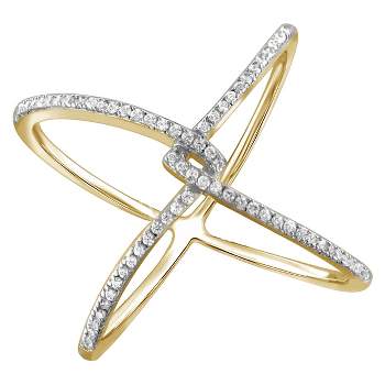 1/7 CT. T.W. Round-Cut White Diamond Prong Set Geometric Ring in Gold Over Silver