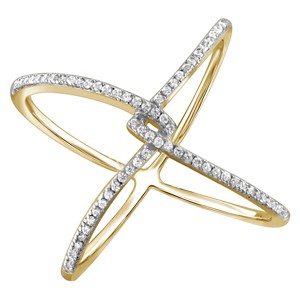 1/7 CT. T.W. Round-Cut White Diamond Prong Set Geometric Ring in Gold Over Silver (6), Women
