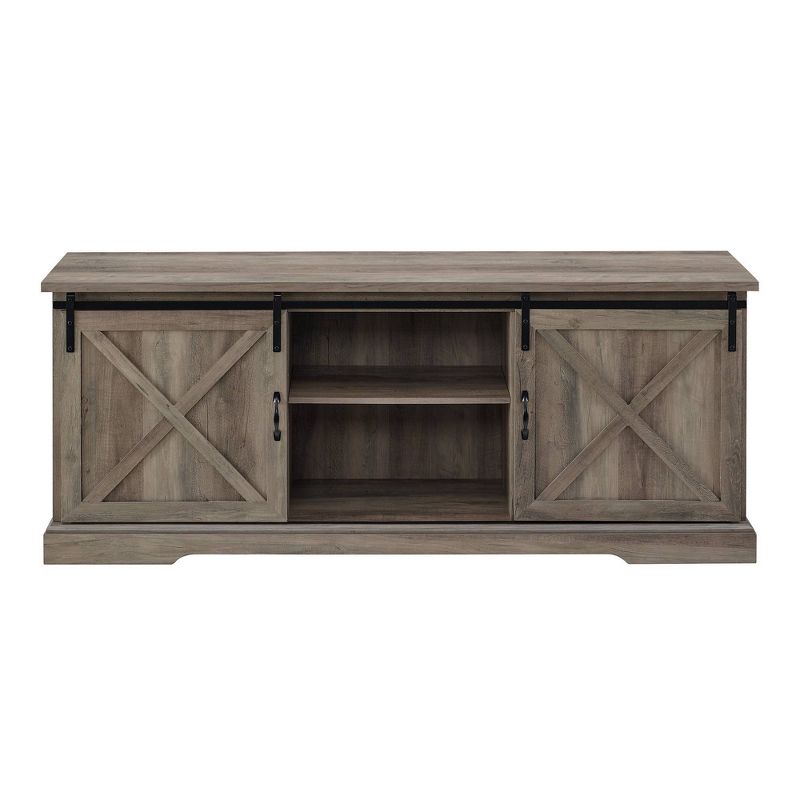 Clarabelle Double Sliding X Barn Door TV Stand for TVs up to 80" - Saracina Home, 4 of 21