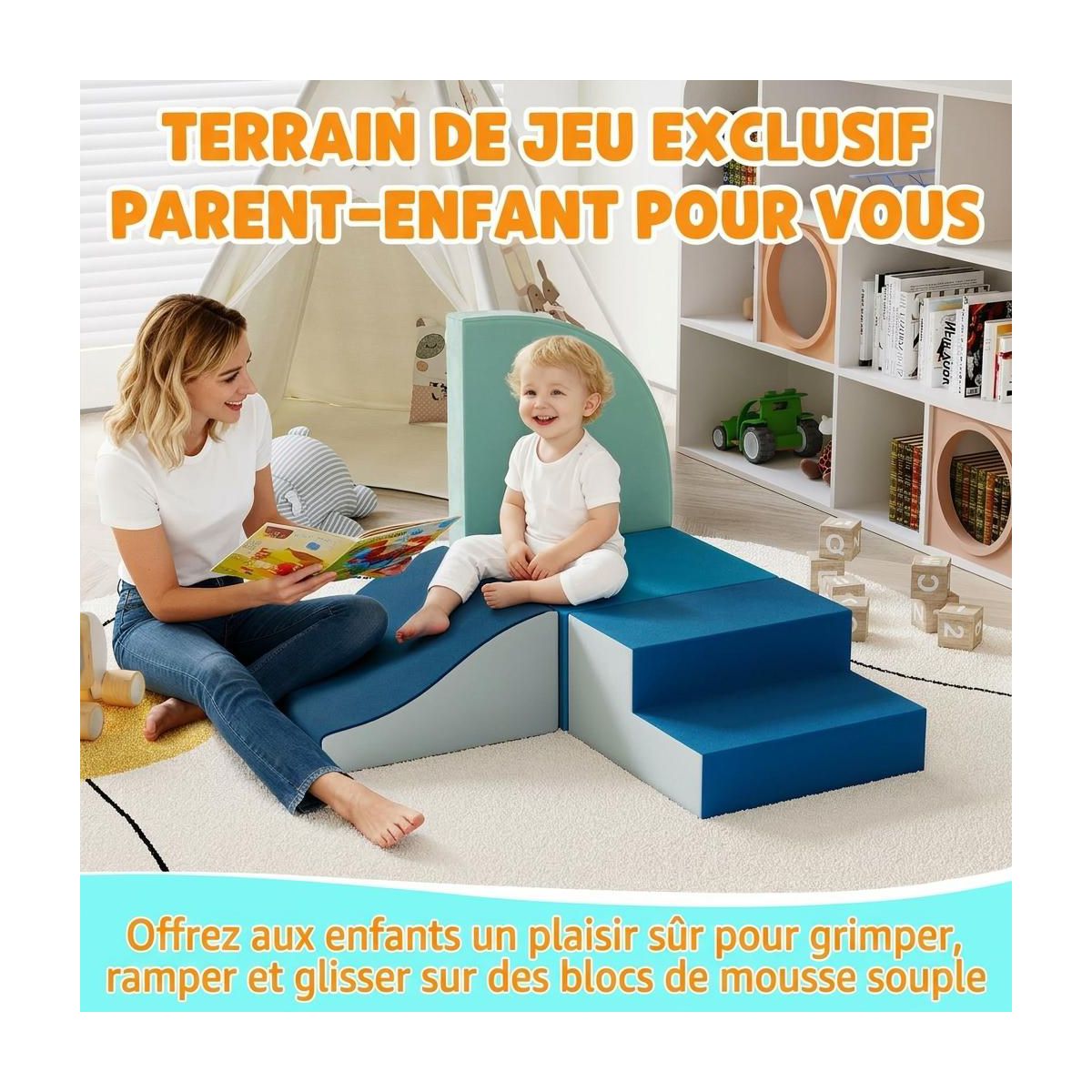 4-Piece Foam Climbing Blocks for Toddlers, Soft Play Set with PU Leather Cover, Indoor Toddler Climbing Toys for Crawling, Sliding, Playroom & Daycar - thumbnail 6