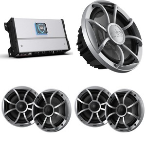 Wet Sounds HTM-6 - HTM Series Amplifier 900W Full-Range Class-D RMS @4 OHM, Two pairs RECON 6-S 6.5" 60-W RMS Coax Speakers With Silver XS Grille A... - 1 of 4