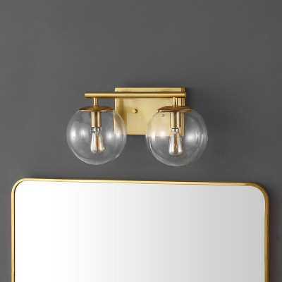 Severa 14" Brass Gold 2-Light Wall Sconce with Clear Shades