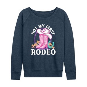Women's - Barbie - Not My First Rodeo Lightweight French Terry Wide Neck Long Sleeve Shirt - 1 of 4