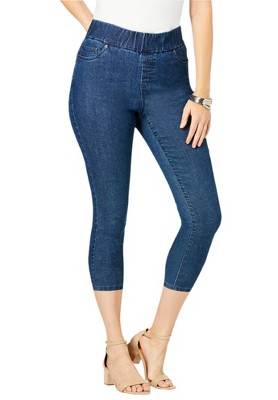 Jessica London Women's Plus Size Comfort Waist Stretch Denim Capris