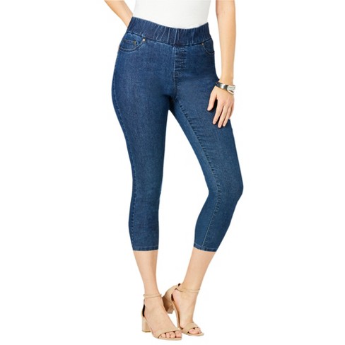 Jessica London Women's Plus Size Comfort Waist Capris - 24, Blue : Target