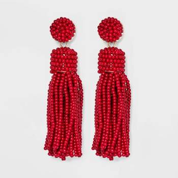 Red leather tassels❤️ Beautiful and statement jewelry piece