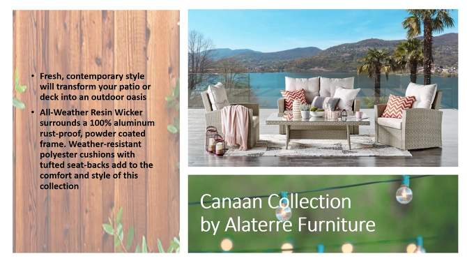 All-Weather Wicker Canaan Outdoor Armchair with Cushions Brown - Alaterre Furniture, 2 of 11, play video