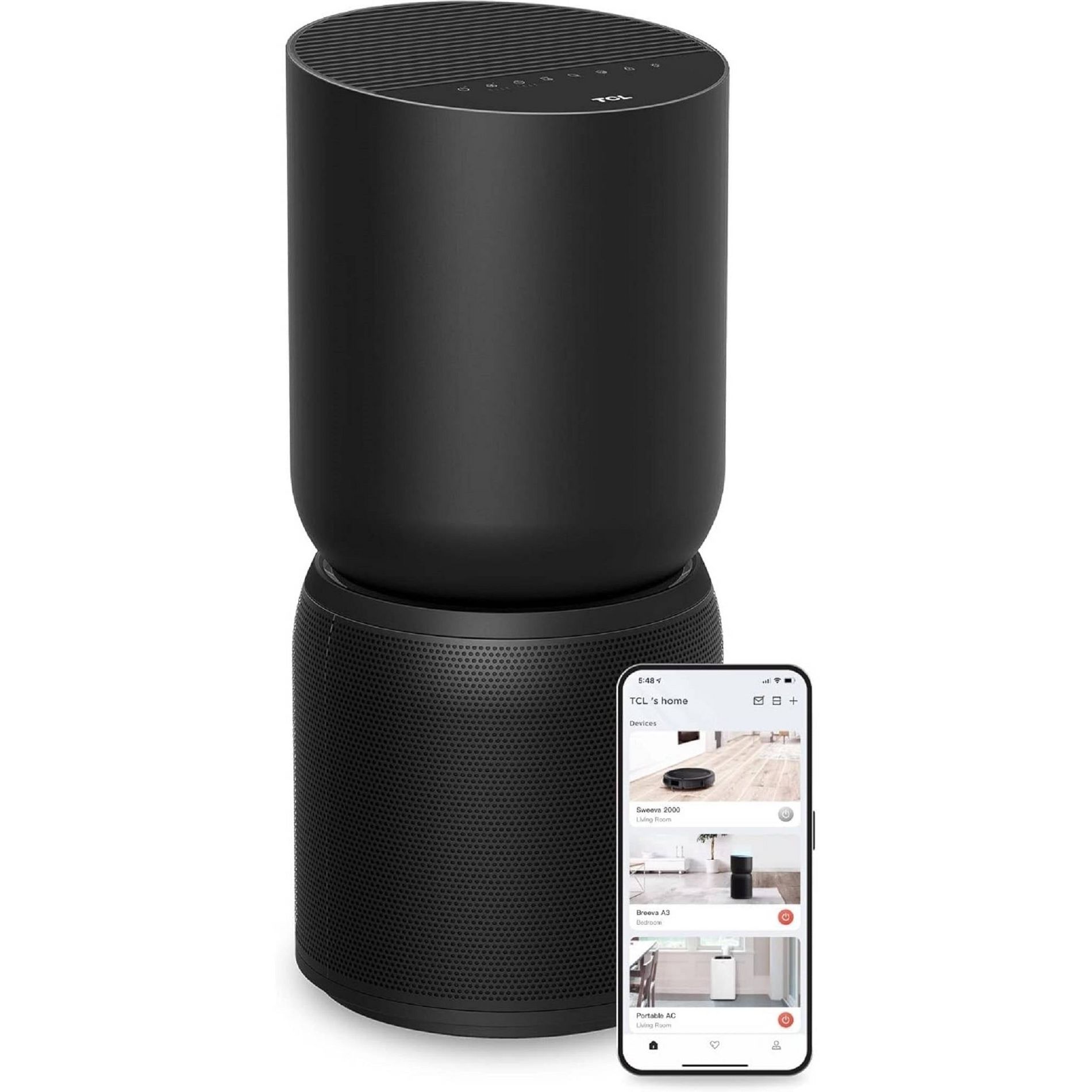 TCL Breeva A5 Air Purifier with 5-Stage Clean, True HEPA (H13), Removes 99.97% of Dust/Bacteria/Odors & More, App & Voice Control, Black (A515B)