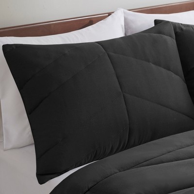 Black Twin Microfiber Reversible Chevron Comforter Set