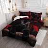 Boersma Panther Comforter Set Full – Black & Red Rose Floral Bedding with 3D Cheetah Leopard Design, Vibrant Quilt with 2 Pillowcases for Couples - 3 of 4