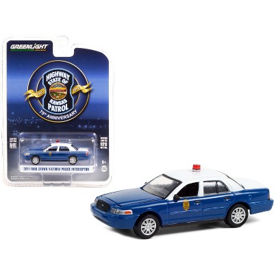 2011 Ford Crown Victoria Police Interceptor Blue & White "Kansas Highway Patrol 75th Anniversary Unit" 1/64 Car by Greenlight