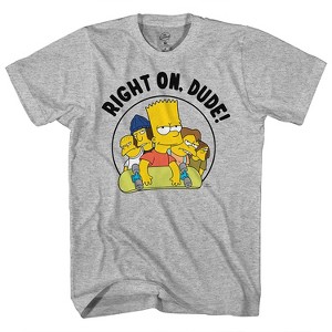 Boys Bart Simpson Skating Shirt - Krusty the Klown, Bart and Homer Simpson Tee - The Simpsons Graphic T-Shirt (Heather Grey, X-Large) - 1 of 4