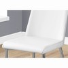 Monarch Specialties Dining Chair Set Of 2 Side Upholstered Kitchen Dining Room Pu Leather Look Metal White Chrome Contemporary Modern - 2 of 4