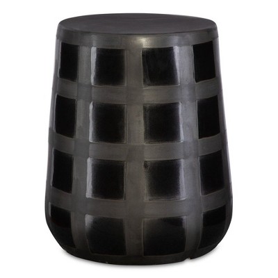 Uttermost Patchwork Gridded Black Garden Stool