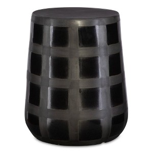 Uttermost Patchwork Gridded Black Garden Stool - 1 of 4