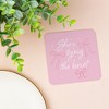 Big Dot of Happiness 25 Ct She's Tying the Knot Drink Coasters, 4-Inch Disposable Square Paper Coasters for Pink Bows Bridal and Bachelorette Party - 2 of 4