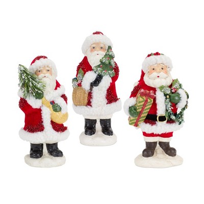 Melrose Santa and Pine Tree Figurine (Set of 3)