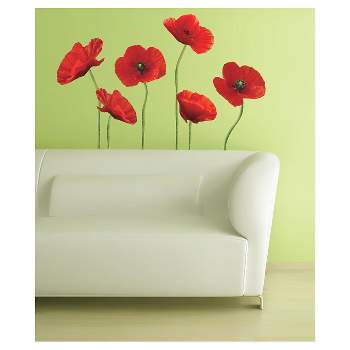 Poppies at Play Peel and Stick Giant Wall Decals Red - ROOMMATES
