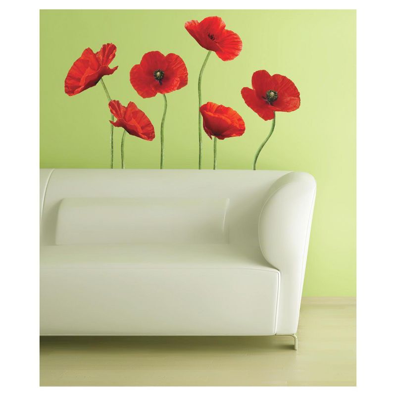 Poppies at Play Peel and Stick Giant Wall Decals Red - ROOMMATES, 1 of 11