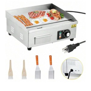 Coucheta Commercial Electric Griddle - 1500W Countertop, Non-Stick 110V Teppanyaki Flat Top Grill, Adjustable Temperature 122°F-572°F - 1 of 4