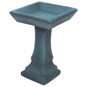 Sunnydaze Outdoor Glass Fiber Reinforced Concrete Patio Garden Simply Square Modern Bird Bath - 23" - 1 of 4