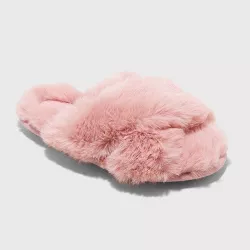 Girls' Brooklyn Crossband Fur Slippers - Cat & Jack™