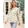 INSPIRE CHIC Women's Vintage Floral Print Winter Warm Long Sleeve Faux Shearling Collarless Button Down Fleece Jacket - 4 of 4