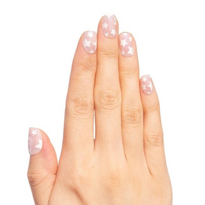 Olive &#38; June Press-On Fake Nails - Extra Short Squoval - Pink Goldfish Large Star - 42ct_1