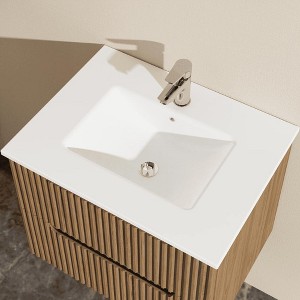 Resenkos 24" Wall-Mount Floating Bathroom Vanity Cabinet (Cabinet Only), Walnut - 1 of 4