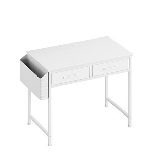 Itopfox 40 Inch White Office Computer & Makeup Desk with Fabric Drawers for Bedroom, Home Office, Study, Small Vanity Table with Side Bag - 1 of 4
