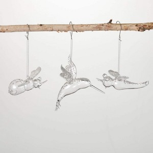 Bird Bee Dragonfly Ornaments Clear 4.5"H Glass Set of 3 - 1 of 2
