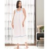 ADR Women's Cotton Nightgown, Embroidered Floral Sleeveless Lace Trim Long Vintage Night Dress Gown - 2 of 4