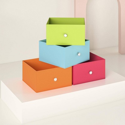 White and Green 2-Drawer Nightstand with Fabric Bins