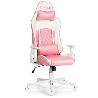 Costway Gaming Chair Racing Style Adjustable Swivel Computer Office Chair Pink