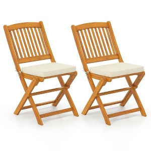 Resenkos Patio Dining Chairs, Patio Kitchen Chairs,Outdoor Folding Chairs with Seat Cushions Set of 2-Beige - 1 of 4
