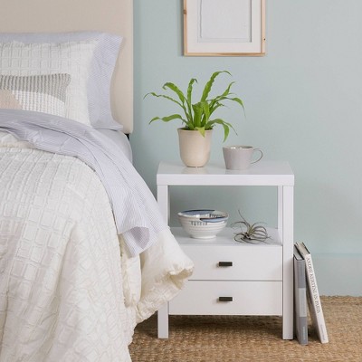 Westwood Modern White Solid Wood 2-Drawer Nightstand