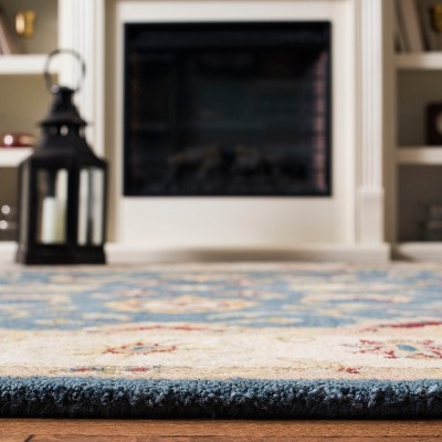 Handmade Blue Wool Tufted Area Rug, 27" x 12"