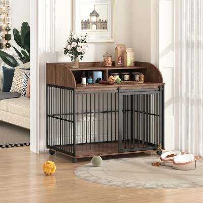 Heavy Duty Dog Crate Furniture for Large Medium Dog,Wooden Side End Table Crate,Dog Kennel With Doors,Dog Houses Indoor-Cuddlewood