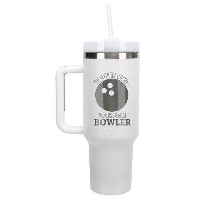 100 North World's Greatest Bowler Bowling Ball Wrap-Around 40 Oz. Stainless Steel Water Bottle Coffee Mug, Spill & Leak Resistant, Travel Tumbler with