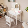 Costway Kids Vanity Set with Lighted Mirror Chair 2-Color LED Lighting for Girls Makeup White/Pink - 4 of 4