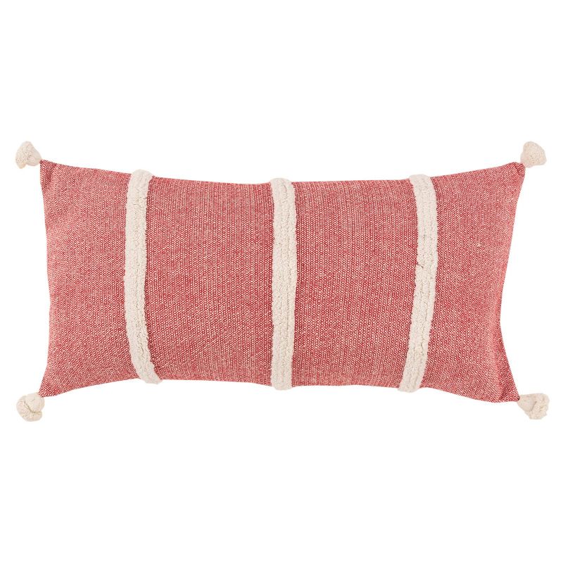 14&#34;x26&#34; Oversized Farmhouse Craft Lumbar Throw Pillow Red - Rizzy Home, 1 of 9