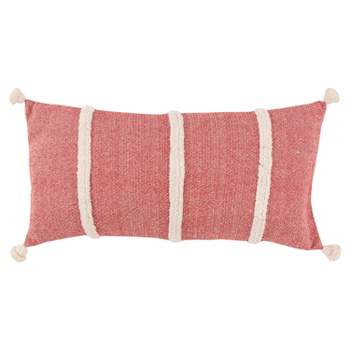 14"x26" Oversized Farmhouse Craft Lumbar Throw Pillow Red - Rizzy Home