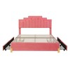 Queen-Size Upholstered Platform Bed with LED Illumination and 4 Storage Drawers, Featuring a Chic Metal Leg Architecture - 2 of 4