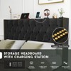 ORRD Queen Size Bed Frame with Wingback Headboard & Charging Station, Velvet Upholstered Platform Bed with 2 Storage Drawers - 4 of 4
