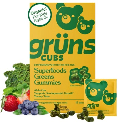 Grüns Kids' Low Sugar Superfoods Greens Gummies - 96ct/12 Servings