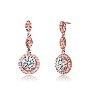 Guili Sterling Silver Earrings with Clear CZ in Silver, Gold, or Rose Plated Dangling Design – Elegant, Stylish, and Perfect for Any Look - 1 of 4