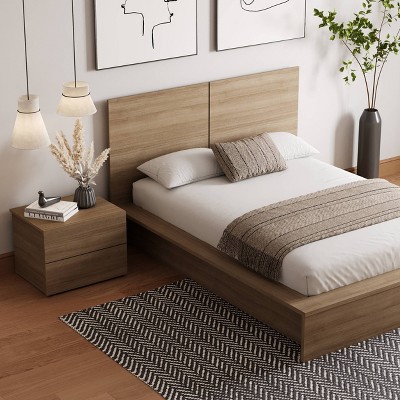 Brown Oak Composite 3-Piece Full Bedroom Set