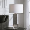 Uttermost Cordata Modern Lodge Table Lamp with Gray Oak Finish, Crystal Base & Drum Shade, 28.75"H - 2 of 4