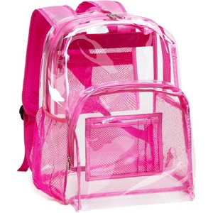 Clear Heavy Duty PVC Transparent Backpack - Extra Large Size with Reinforced Straps, Ideal for College - 1 of 4
